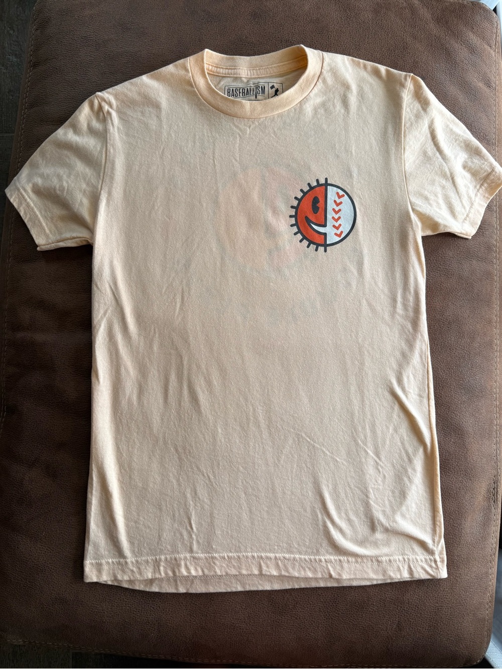 Baseballism Peach Graphic Tee with Orange Accent